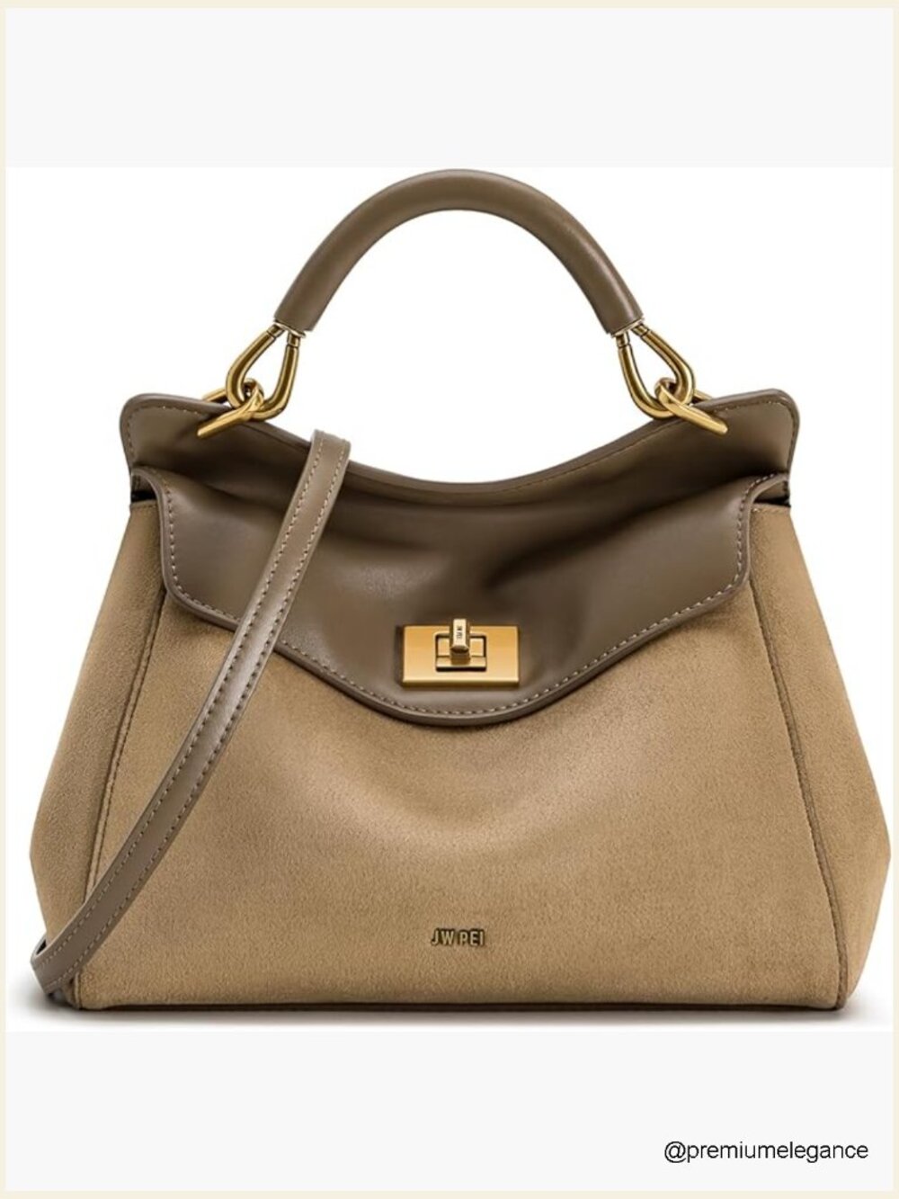 Faux Suede Top Handle Bag With Crossbody Strap